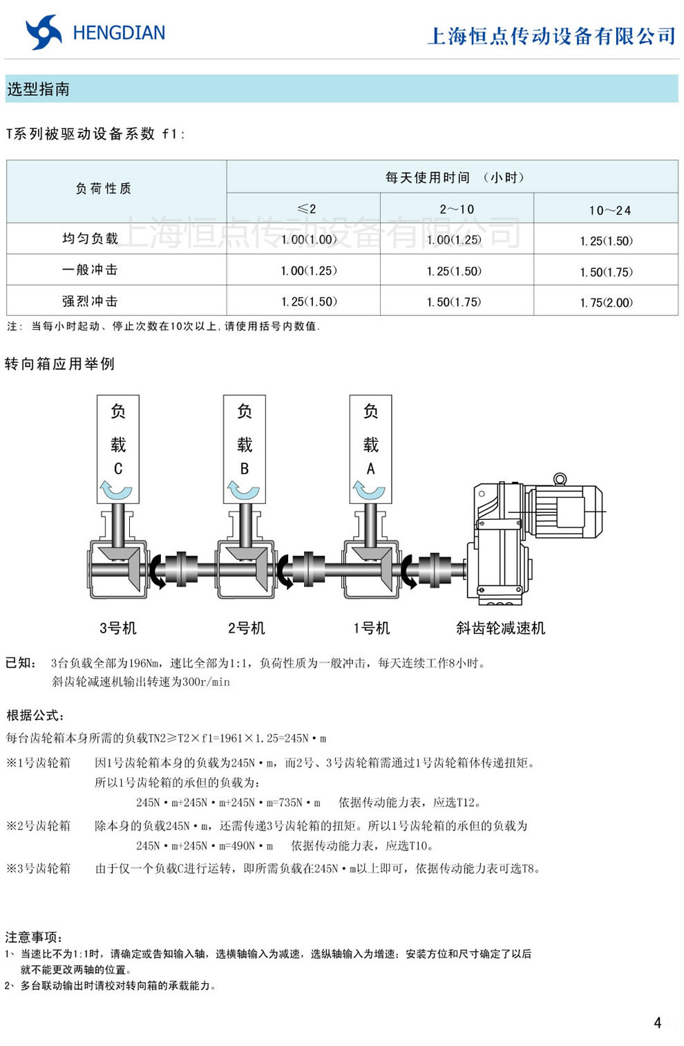 T螺旋傘齒輪轉向箱—轉向箱的驅動設備系數 選型及舉例