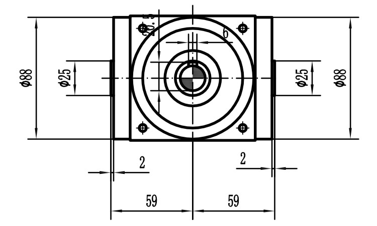 HDA09系列換向器：HDA09-2：1-E外形安裝尺寸圖1
