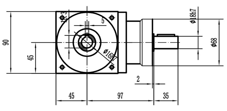 HDA09系列換向器：HDA09-2：1-E外形安裝尺寸圖2